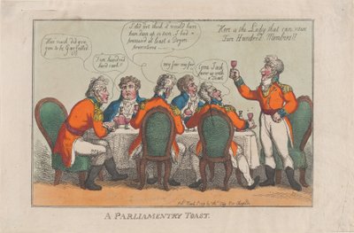 En parlamentarisk skål, 2. marts 1809., 2. marts 1809. af Thomas Rowlandson