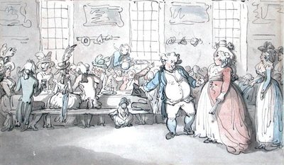 En offentlig morgenmad (pen & blæk og akvarel på papir) af Thomas Rowlandson