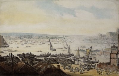 En Regatta på Themsen under Westminster, af Thomas Rowlandson
