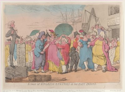 Et salg af engelsk-skønheder i Ostindien, [10. maj 1811], genoptryk., [10. maj 1811], genoptryk. af Thomas Rowlandson