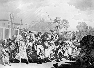 A Sudden Squall in Hyde Park, c1791. af Thomas Rowlandson