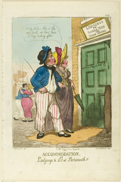 Indkvartering eller logi til leje Portsmouth af Thomas Rowlandson