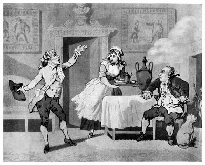 Skuespiller reciterer for en manager, slutningen af det 18. århundrede. af Thomas Rowlandson