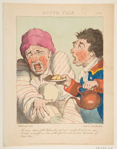 Acute Pain Le Brun Travested, eller Caricatures of the Passions, 21. januar 1800. af Thomas Rowlandson