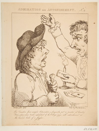 Beundring med forbavselse Le Brun Travested, eller karikaturer af lidenskaberne, 21. januar 1800. af Thomas Rowlandson