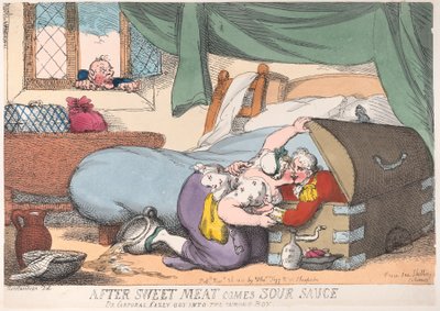 Efter sødt kød kommer sur sauce, eller korporal Casey kom i den forkerte æske, ..., 30. november 1810. af Thomas Rowlandson