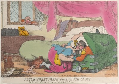 Efter sødt kød kommer sur sauce, eller korporal Casey kom i den forkerte æske, ..., 30. november 1810. af Thomas Rowlandson