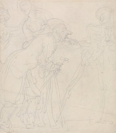 En gammel mand, der bliver hånet af døden af Thomas Rowlandson