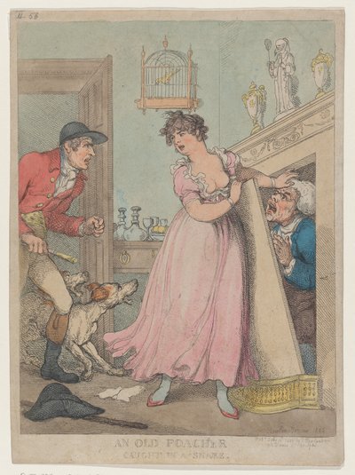 En gammel krybskytte fanget i en snare, 18. juli 1805., 18. juli 1805. af Thomas Rowlandson