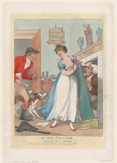 En gammel krybskytte fanget i en snare, 19. juni 1823., 19. juni 1823. af Thomas Rowlandson