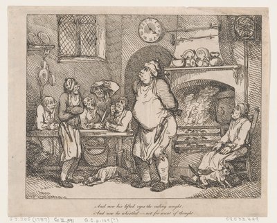 Og nu søgte hans løftede blik mod loftet... af Thomas Rowlandson