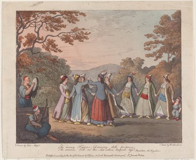 Så mange figurer, danser, foreslår, mens bølger ruller på havet, når stormen bryder..., 31. juli 1804. af Thomas Rowlandson
