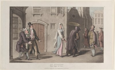 At Avignon, First Sight of Clara, fra Journal of Sentimental Travels in the ..., 1. december 1817. af Thomas Rowlandson