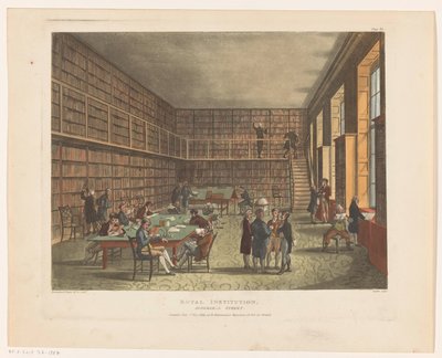 Library of the Royal Institution i London Royal Institution, Albemarle Street (titel på objekt) af Thomas Rowlandson
