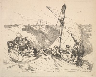 Båden i en storm på havet, 1784-88. af Thomas Rowlandson
