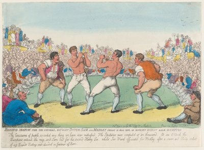 Boksekamp for 200 Guineas, mellem hollandske Sam og medley, udkæmpet 31. maj 1810, den..., 5. juni 1810. af Thomas Rowlandson