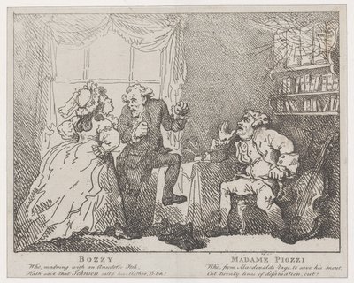 Bozzy og Madame Piozzi Frontispice, Bozzy og Piozzi af Peter Pindar, 1780-86., 1780-86. af Thomas Rowlandson