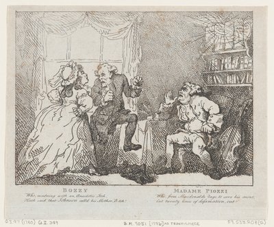 Bozzy og Madame Piozzi Frontispice, Bozzy og Piozzi af Peter Pindar, 1780-86., 1780-86. af Thomas Rowlandson