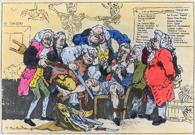 Karikatur af georgiske kirurger på arbejde af Thomas Rowlandson