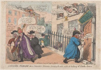 Chelsea Parade eller et kvækkende medlem, der undersøger indersiden og bagsiden af ..., 4. marts 1809. af Thomas Rowlandson