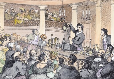 Kemiske forelæsninger, ca.1809 (senere farvelægning) af Thomas Rowlandson