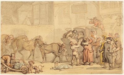Træner skiftende heste af Thomas Rowlandson