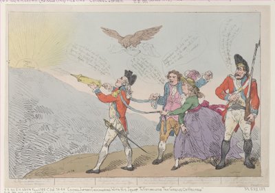 [Kol. Topham Endeavouring with his Squirt to Extinguish the Genius of Holman], O..., 5. oktober 1785. af Thomas Rowlandson