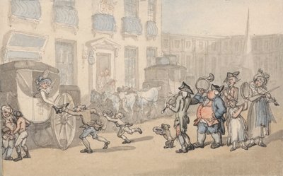 Baths bekvemmeligheder: busser ankommer af Thomas Rowlandson