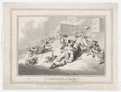 Comforts of Bath, plade 12, 6. januar 1798., 6. januar 1798. af Thomas Rowlandson