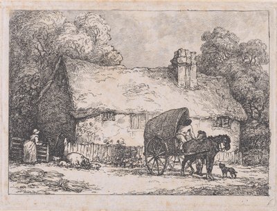 Hytte med vogn og grise af Thomas Rowlandson