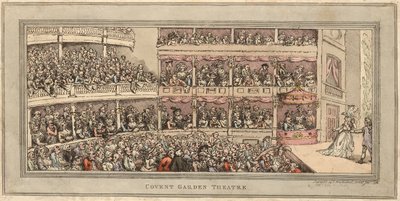 Covent Garden Theatre, pub. Henry Brookes, 1786 (håndkoloreret radering) af Thomas Rowlandson