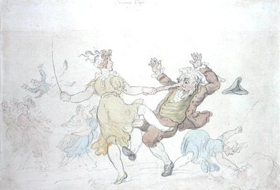 Dansende hunde (pen og blæk med akvarel på papir) af Thomas Rowlandson