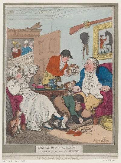 Diana in the Straw, or A Treat for Quornites, 1. januar 1804., 1. januar 1804. af Thomas Rowlandson