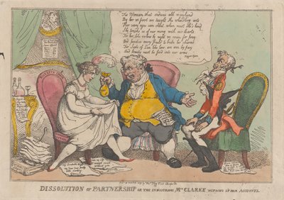 Opløsning af partnerskab, eller den flittige fru Clarke, der afvikler hendes akkord, 15. februar 1809. af Thomas Rowlandson