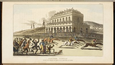 Doctor Syntax, mister sine penge på racerbanen i York af Thomas Rowlandson