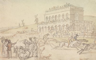 Doctor Syntax taber sine penge på væddeløbsbanen i York af Thomas Rowlandson