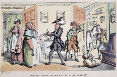Læge, der bestrider en regning (på et hotel?) - i "" Doctor Syntax