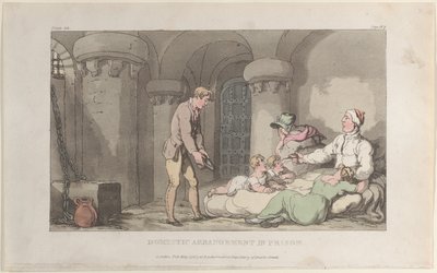 Domestic Arrangements in Prison, fra The Vicar of Wakefield, 1. maj 1817., 1. maj 1817. af Thomas Rowlandson