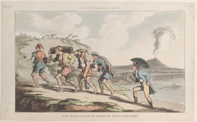 Don Luigis bagage beslaglagt af fire Lazzaroni, fra Napoli og Campagna Felice..., 1. juni 1815. af Thomas Rowlandson