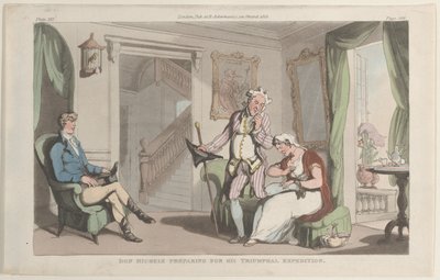 Don Michele forbereder sig til sin triumfekspedition, fra Napoli og Campagna ..., 1. juni 1815. af Thomas Rowlandson