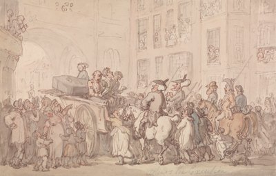 Dr. Syntax deltager i udførelsen af Thomas Rowlandson