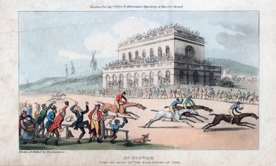 Dr. Syntax taber sine penge på Race Ground i York, 1813. af Thomas Rowlandson