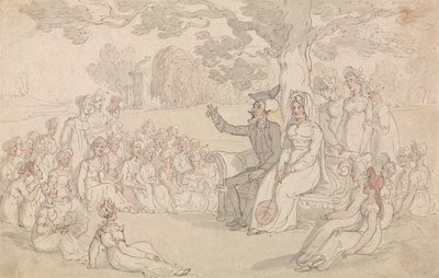 Dr. Syntax besøger en pigeskole af Thomas Rowlandson