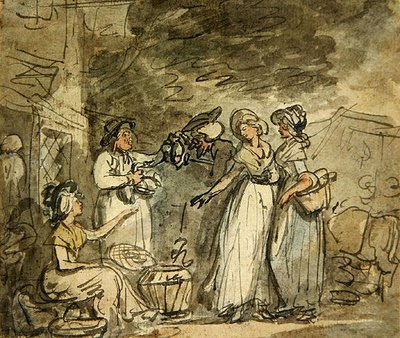 Dr. Syntax-forhandling for ænder (pen & blæk og akvarel på papir) af Thomas Rowlandson