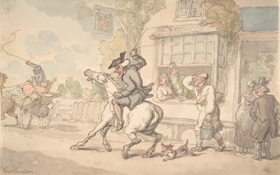 Dr. Syntax with a Balky Horse Before an Inn, 18.-19. århundrede. af Thomas Rowlandson