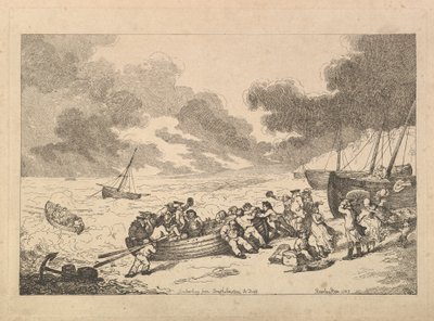 Indskibning fra Brighthelmstone til Dieppe] fra, Imitations of Modern Drawings, 1787. af Thomas Rowlandson