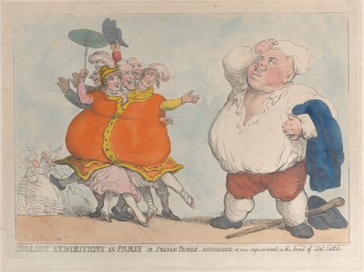 Engelske udstillinger i Paris eller franskmænd overrasket over vores forbedring af racen o..., 1812. af Thomas Rowlandson
