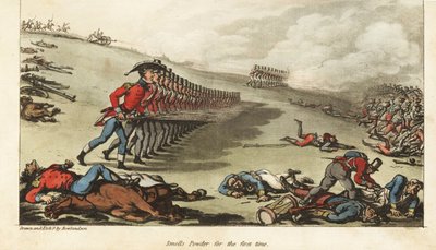 Fænrik Johnny Newcome, der deltager i sin første aktion, anklagen mod den franske hær i slaget ved Salamanca af Thomas Rowlandson