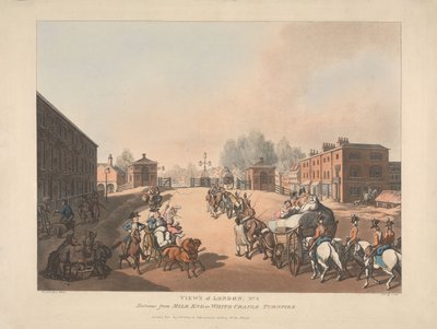 Indgang fra Mile End eller White Chapel Turnpike (nr. 5) af Thomas Rowlandson