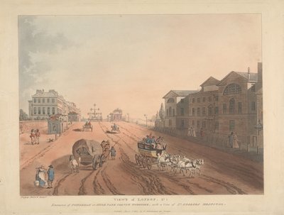 Indgangen til Piccadilly eller Hyde Park Corner Turnpike (nr. 1) af Thomas Rowlandson